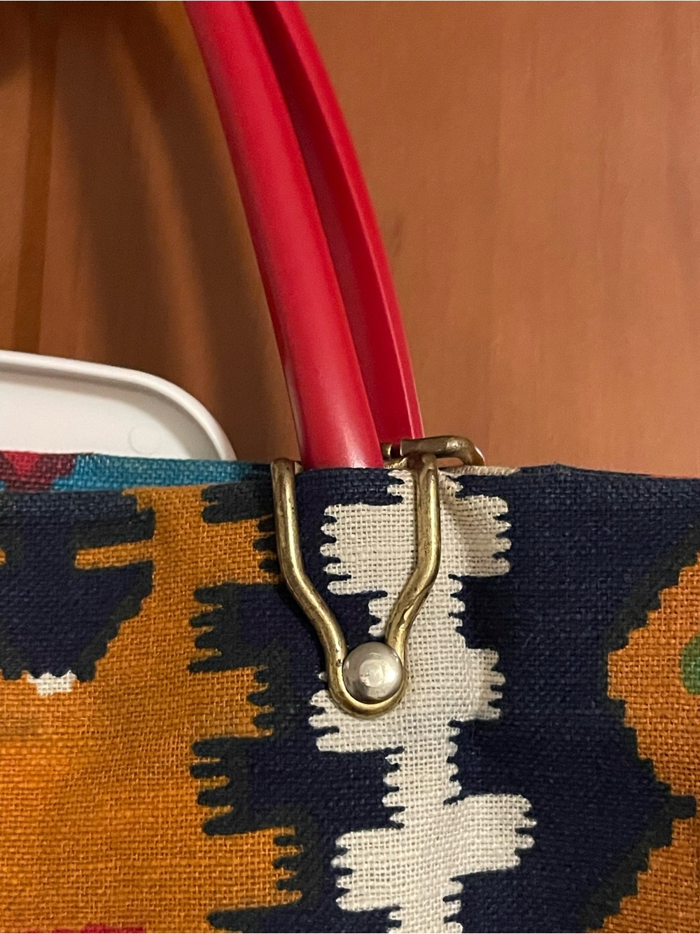 1960’s Canvas Multicolor Geometric Tote Bag - Vibrant Pattern - Picture 4 of 9
